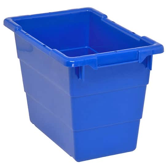 Cross Stack Storage Container, 5.5 gal, 17-1/4 in L x 11 in W x 12 in H, Blue, Polypropylene